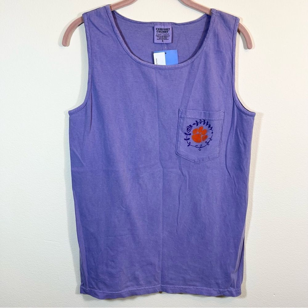 Comfort Colors Purple Clemson Tigers Tank Top Small NWT
